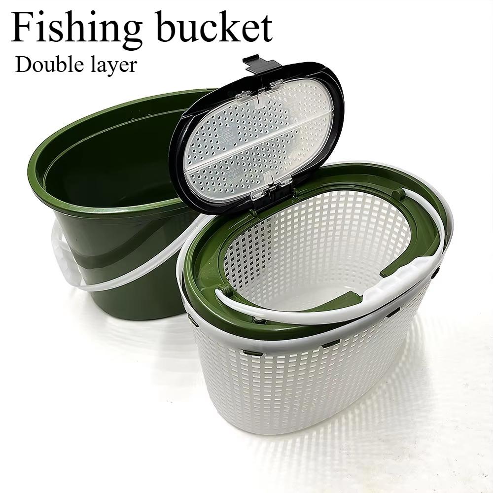 Уличное двухслойное ведро-люлька для рыбалки, ящик для рыболовных снастей, ящик для рыболовных снастей, ящик для рыболовных снастей рыболовные аксессуары
