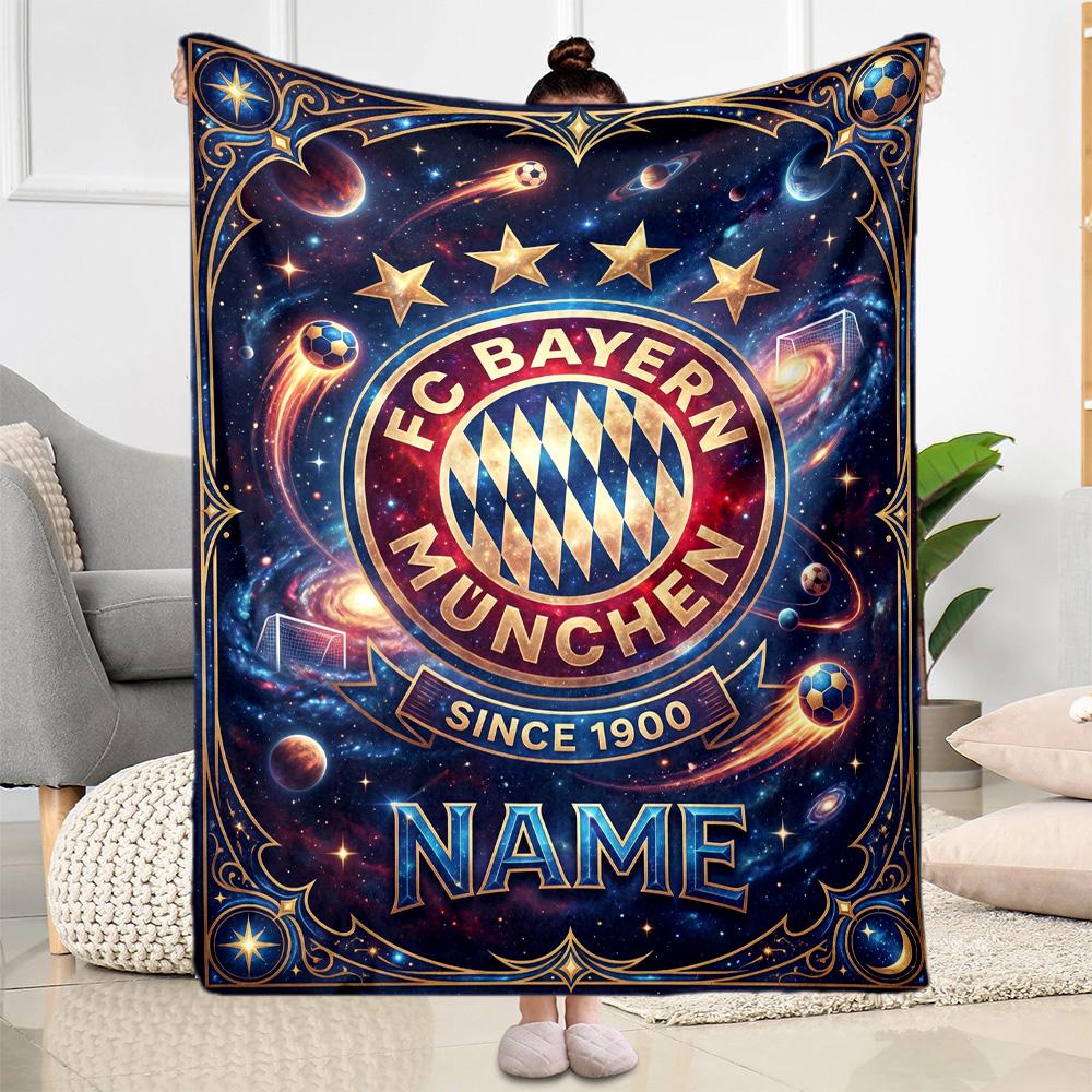 Bayern Munich Galaxy Artwork Customize Text Blanket Lightweight Customizable Blanket Ultra-Soft for Living Room Seaside Picnics Bed