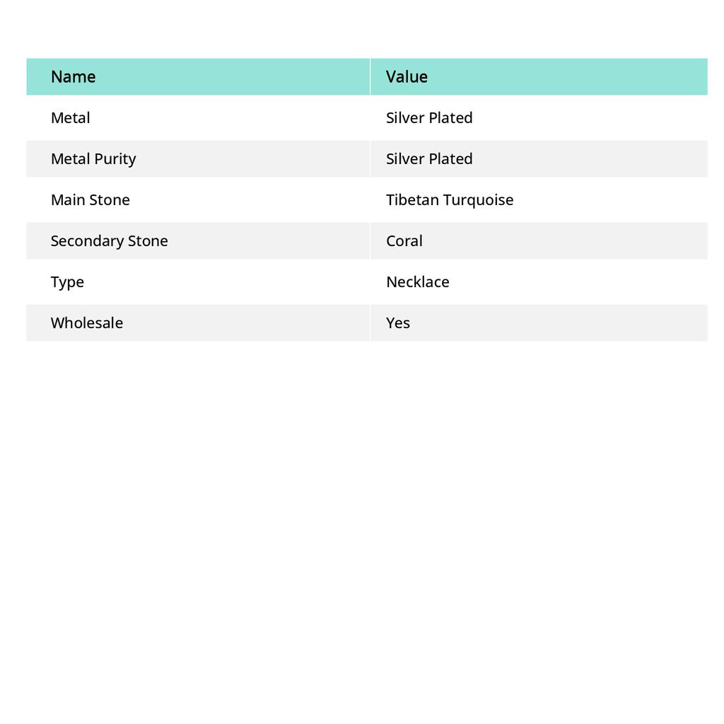Натуральная тибетская бирюза, коралловый драгоценный камень, ожерелье ручной работы 18 дюймов G0C61