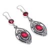 Natural Garnet Gemstone Handmade 925 Sterling Silver Earring 2.76" Z7t42