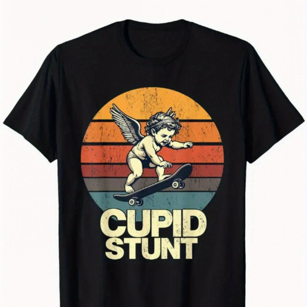 CUPID STUNT printed Tshirt with Retro and Humorous Theme Loose and Comfortable Short Sleeved Trendy Womens Tshirt