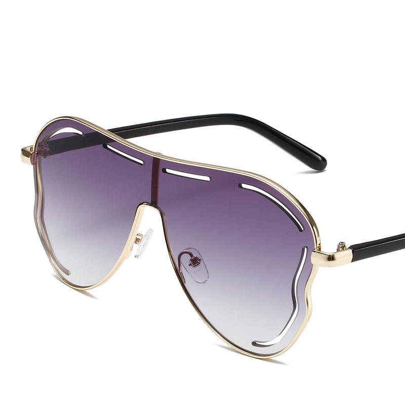 Oversized Hollow One-Piece Sunglasses Women Big Frame 2025 Luxury Brand Special-Shaped Sun Glasses For Ladies Eyewear Shades