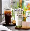 1200 мл прозрачная стеклянная кружка с крышкой и соломинкой пивной бокал чашка для кофе со льдом для домашнего бара кружка для сока молока чая чашки для воды посуда для напитков