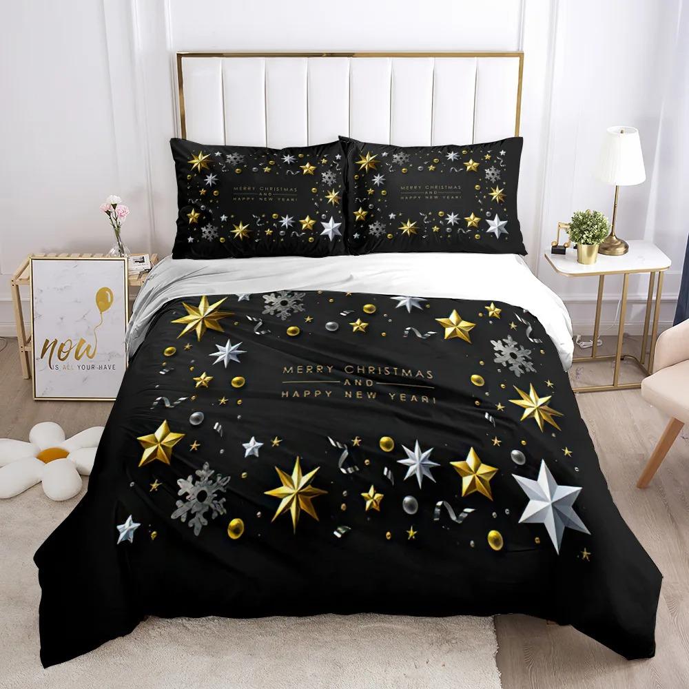 Chirstmas Duvet Cover KidS Bedroom 3D Cartoon Merry Chirstmas Twin Bedding Collection Polyester Santa Claus Happy New Year Quilt Cover