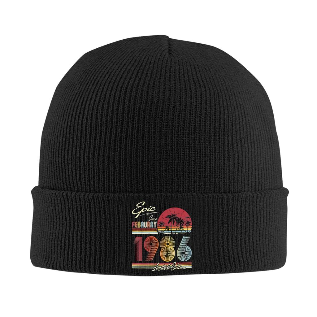 Born in 1986 vintage age 40 years old funny 40th birthday Cuff Beanie Knit Skull Cap For Men Warm Knit Skullies Beanie Cap