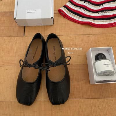 Версия из мягкой кожи~ Дизайнерские туфли Мэри Джейн на шнуровке с квадратным носком с эффектом мятости, ретро, из мягкой кожи, на мягкой подошве, балетки на плоской подошве, одинарные туфли