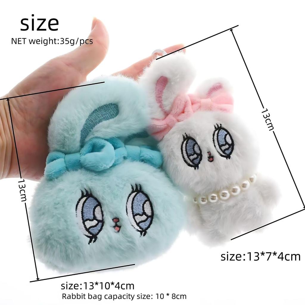 [KOVOL] Плюшевая игрушка-брелок в виде кролика Эстер, в корейском стиле, пушистый кролик, милый подарок для детей и взрослых, подарок на день рождения (белый)