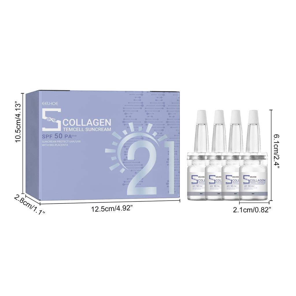 EELHOE Коллагеновый солнцезащитный крем Уход за кожей лица и тела SPF45++ Крем для защиты от УФ-солнца Контроль жирности Увлажняет осветляет кожу Жемчужный консилер