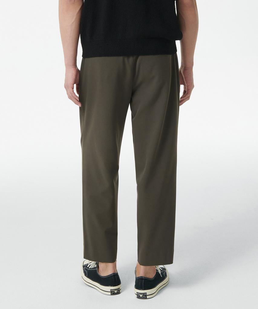 MUSINSA STANDARD Wide Easy Banding Crop Slacks [Dusty Khaki]