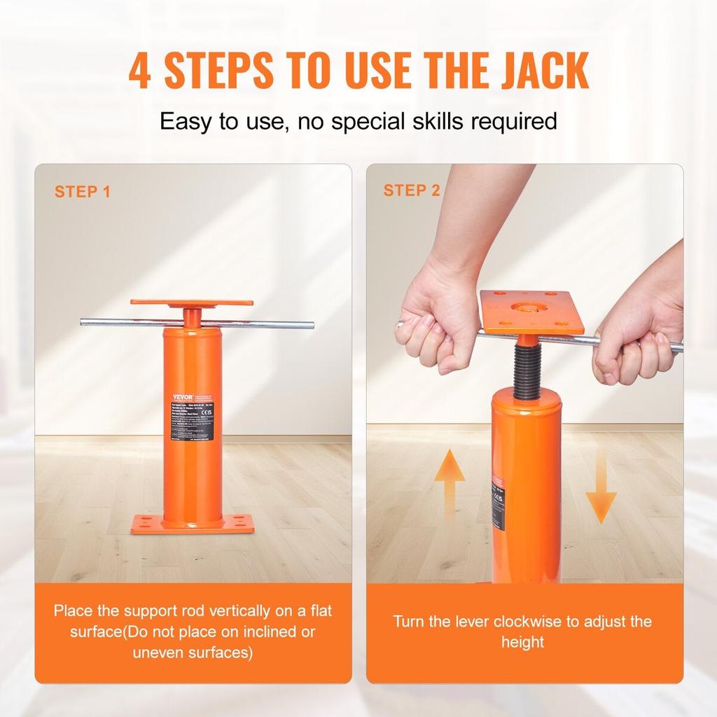 Adjustable Floor Jack Post House Floor Leveling Lift 12"-16" Height Range