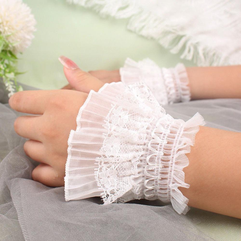 1Pair Costume Accessory Detachable Sleeves Cuffs Solid Color Fake Sleeves Cuffs Daily Accessory