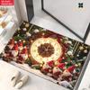 2D Flat 1pc 850gsm Velvet Door Mat Xmas Wreath Art HD Printed Kitchen Rugs,Non-Slip Yoga Mats,Absorbent Machine Washable Polyester Rug for Bathroom,Li
