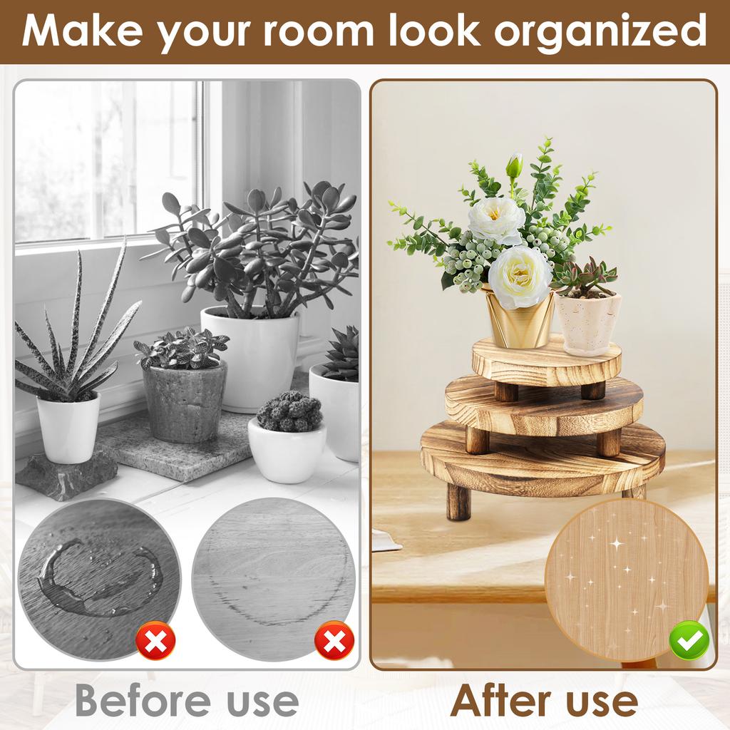 3 шт. Деревянная подставка-табурет для дисплея 3 размеров Деревянная подставка-подставка для растений Круглая деревянная подставка с съемными ножками для декора дома, патио