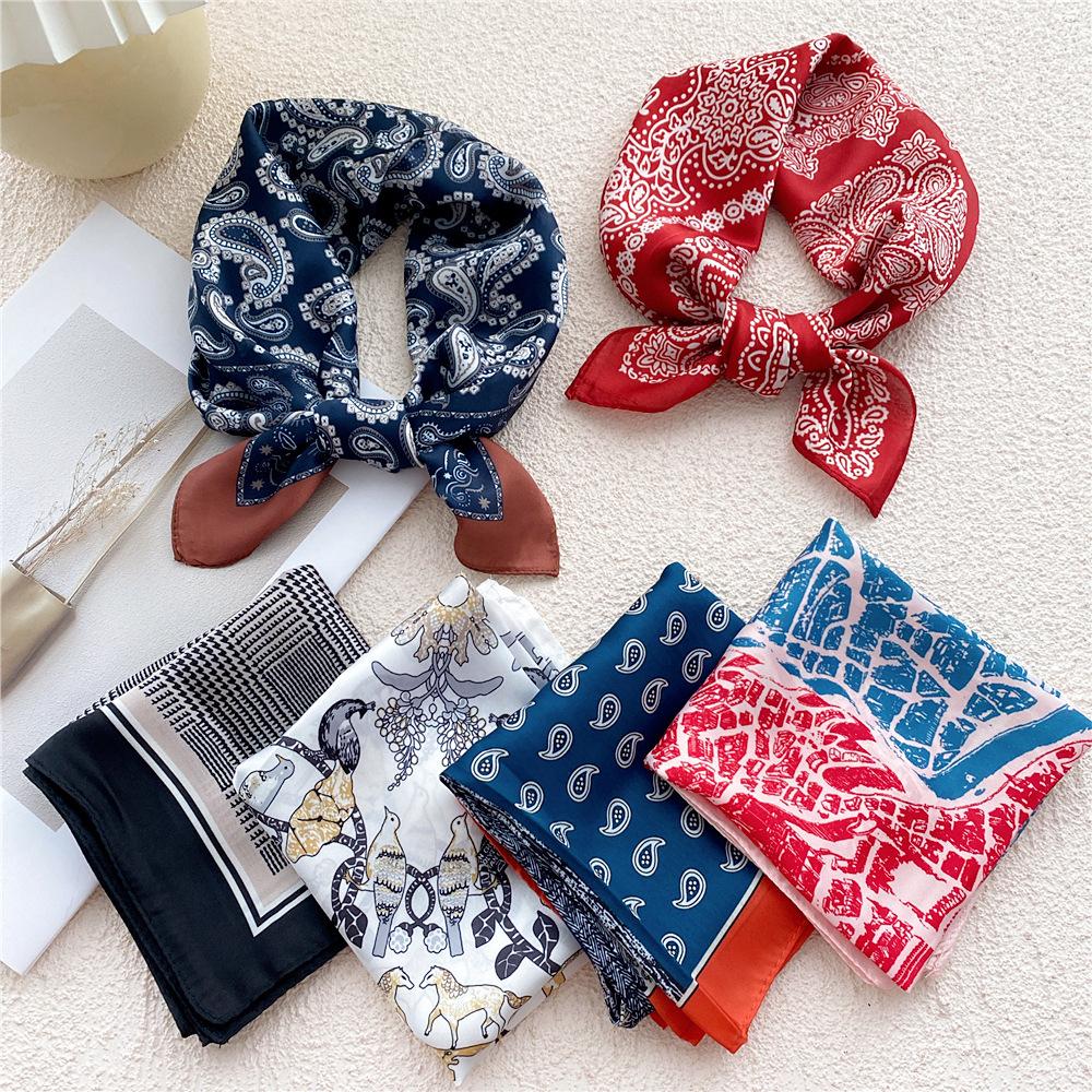 53CM Silk Scarf Small Square Scarf Versatile For Women Spring And Autumn Thin Design Fashionable And Stylish Decorative Scarf Professional Flight