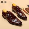 Модные мужские туфли из кожи с двойной пряжкой и ремешком Monk Strap Мужские туфли со змеиным принтом и носом Классические итальянские туфли для мужчин Zapatos Hombre