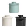 French Butter Crock Ceramic Jar with Sealed Lid Solid Color Design Durable Butter Keeper for Kitchen Multifunctional Storage Jar for Jam Nuts