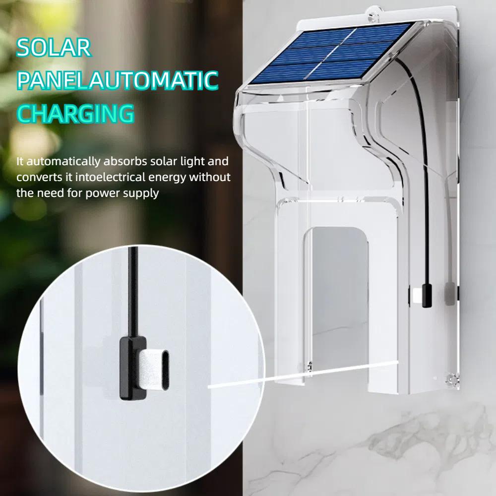 Solar Powered Rainproof WiFi Video Door Bell, Digital Peephole Design, Waterproof Night Vision Smart Intercom Security Camera