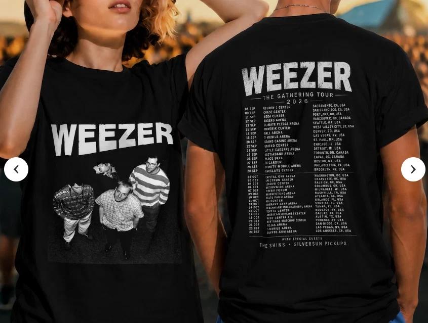 Weezer The Gathering Tour 2026 Concert T-Shirt, Vintage 90s Alternative Rock Tee