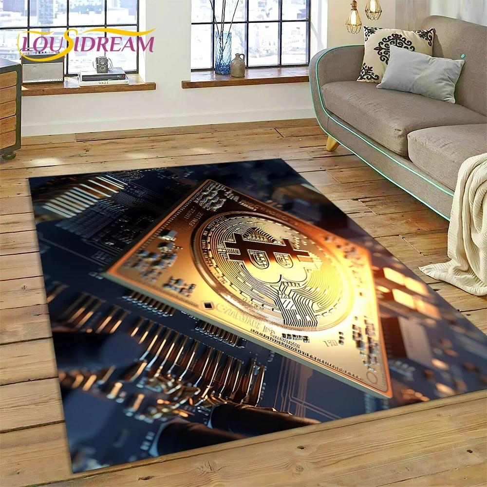 3D Ковер Bitcoin Виртуальная Валюта NFT для Спальни Гостиной Дома Декор Дивана, Детская Игра Большой Декоративный Напольный Коврик