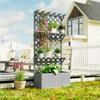52L Wooden Planter, with Trellis and Shelves - Grey
