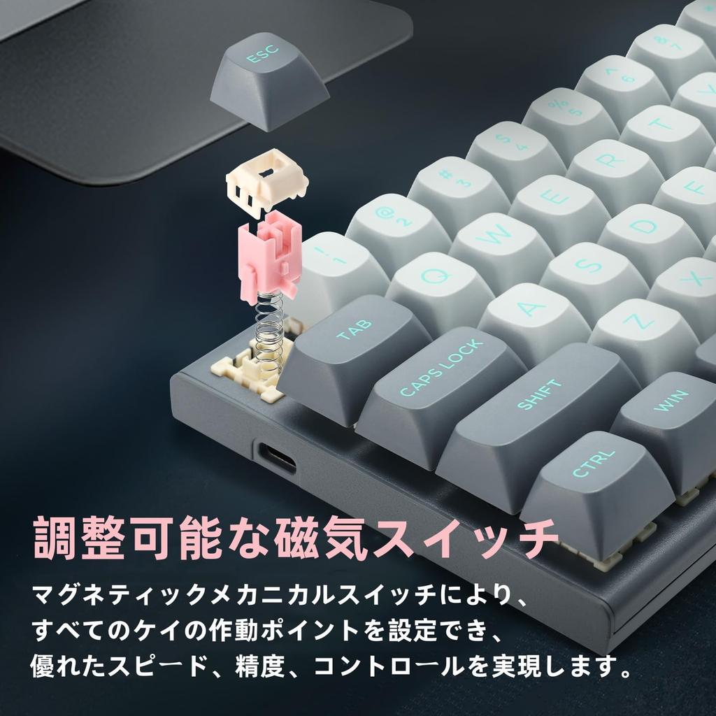 e-Element Hz-61 60% Esports Gaming Keyboard, Rapid Trigger Magnetic Key Switch Mechanical Keyboard, Hot Swappable, Adjustable Actuation, Compact