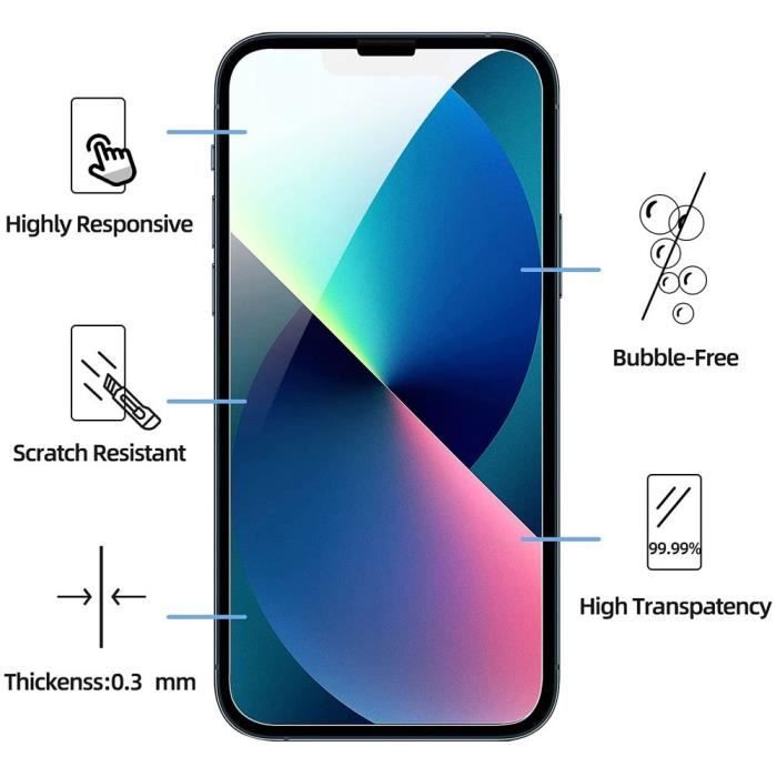 [3 pièces] Verre Trempé Pour iPhone 13 Pro Max (6,7") Film Protection d'écran