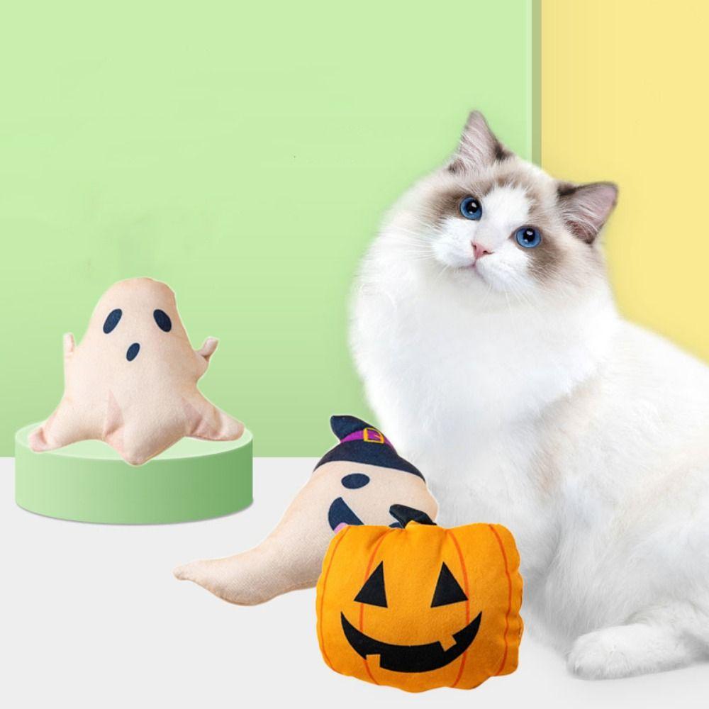 Ghost/Spirit/Pumpkin Cat Chewing Fun Doll Plush Halloween Cat Teeth Grinding Toys  Cleaning Teeth