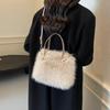Winter Fashion Faux Fur Crossbody Bags for Women's Gift, Pearl Chain Decor Shoulder Bag, Ladies Handbags Top-handel Bag CLE