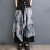 Plus Size Vintage Floral High Waist Casual Loose Summer Wide Leg Skirt Pants Women Trousers