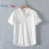 Мягкая рубашка для мужчин из хлопка и льна, новая китайская мужская свободная рубашка с коротким рукавом