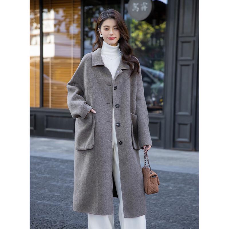 MOCARNA Women's Elegant Long Wool Blend Coat