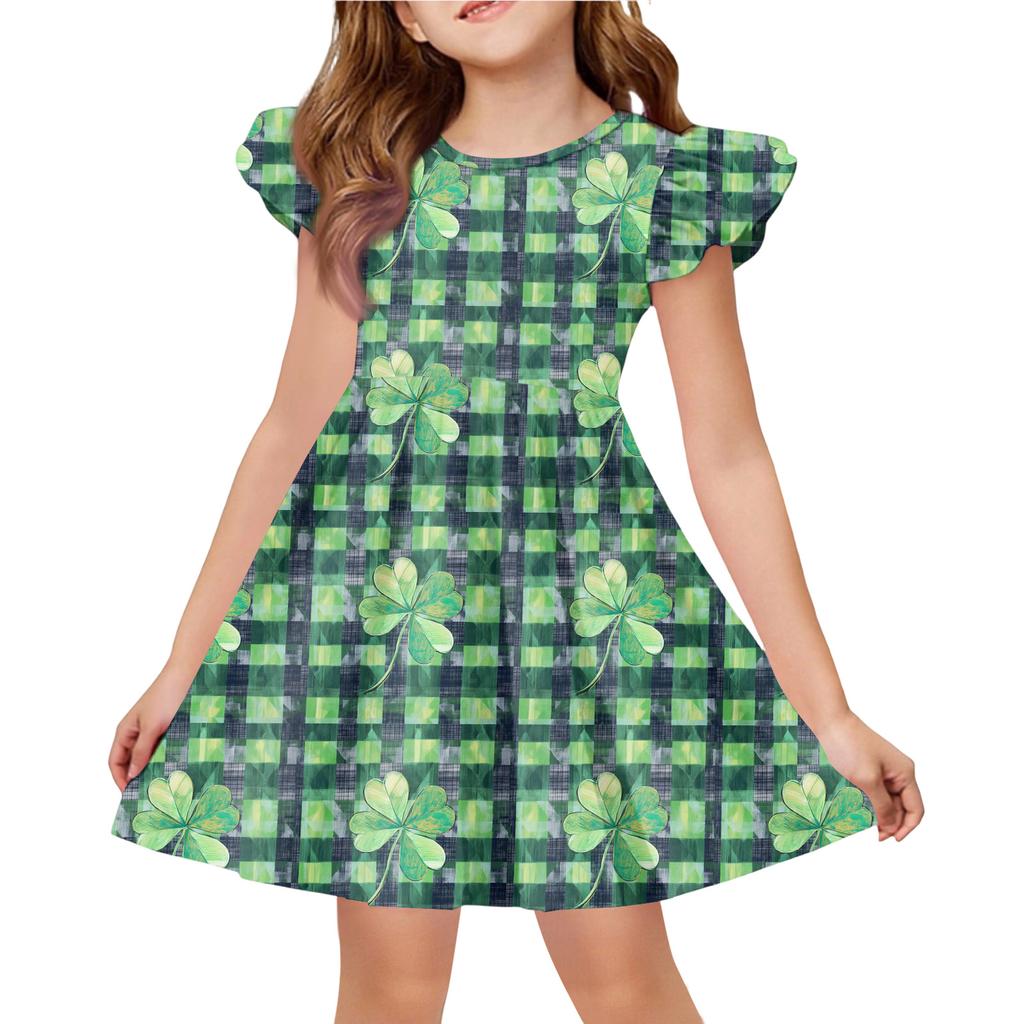 Girls' Summer Princess Dress - A-Line T-Shirt Dress St. Patrick's Day