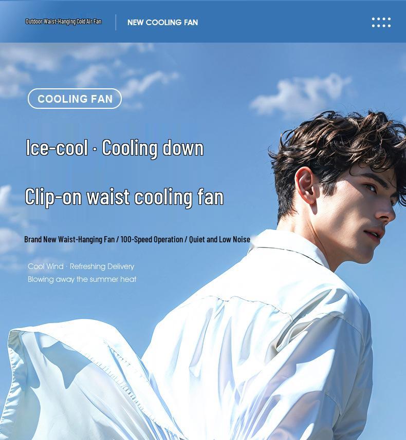 Portable High-Speed Waist & Neck Cooling Fan with Digital Display