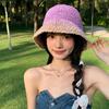Spring Summer Beach Straw Cap Handmade Bucket Hat Korean Women's Straw Hat  Outdoor