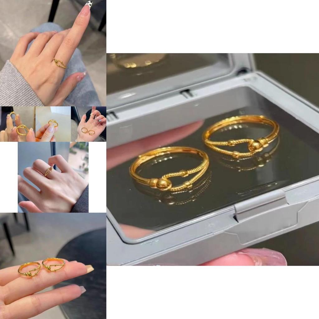 Unique Twisted Copper Gold Plated Adjustable Ring For Women Modern Style