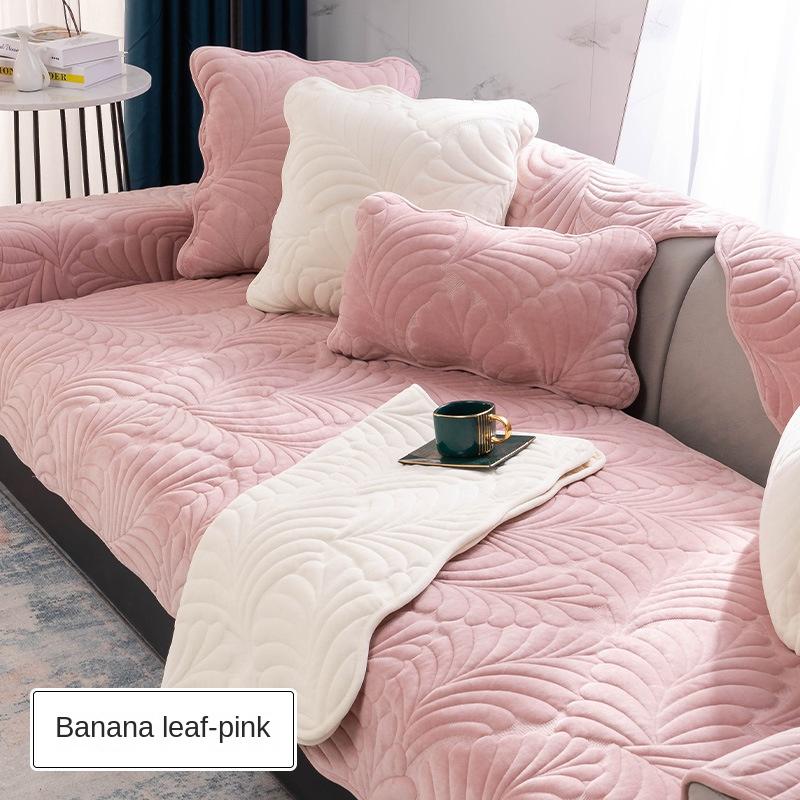 Подушка для дивана, универсальная кожа для всех сезонов, нескользящая, простая утолщенная подушка для сиденья в скандинавском стиле, зимний плюшевый чехол, полотенце на спинке