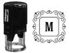 Printtoo Square Swirl Border M Alphabet Monogram Initial Self Inking Rubber Stamp R-40 Office