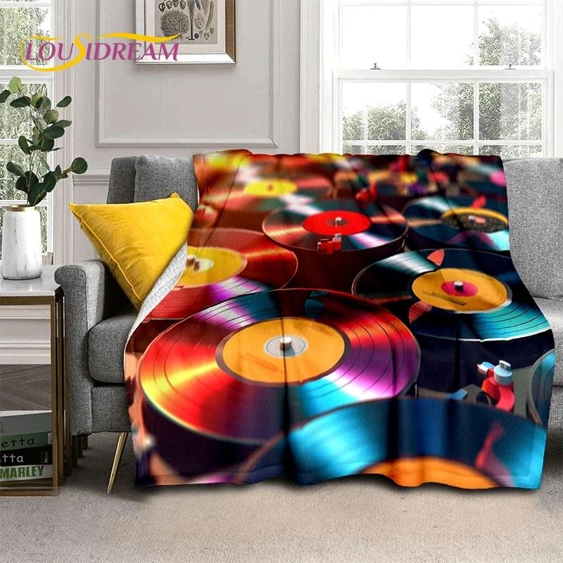 Виниловая пластинка музыка диджей экран лента мягкое фланелевое одеяло для кровати спальни дивана пикника, плед для укрытия на открытом воздухе отдых подарок