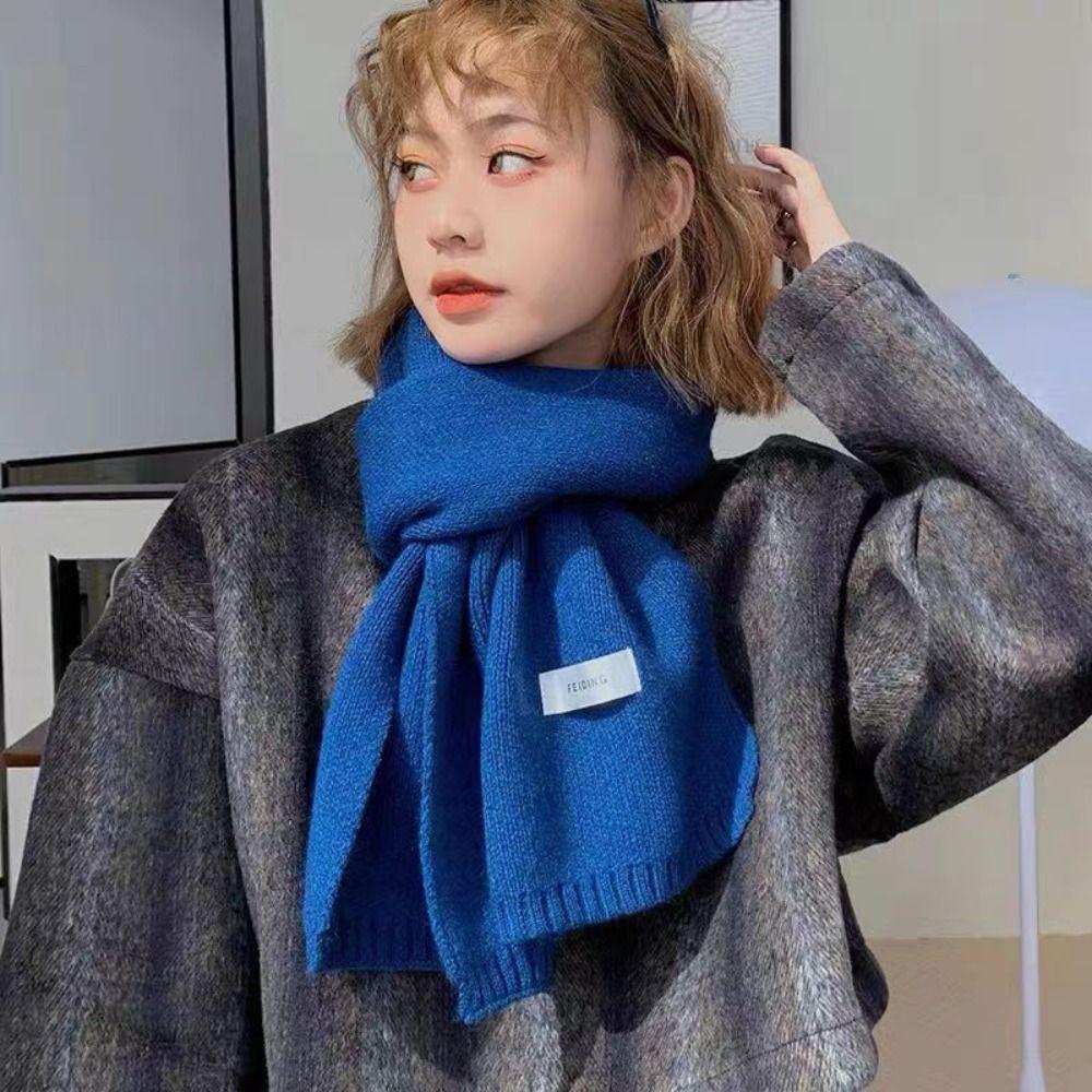 Korean Style Solid Color Scarf Long Neck Cover Shawl Simple Winter Knitting Scarf Girl