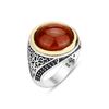 925K Natural Red Agate  Silver Men's Ring, Elegant Simple and Stylish Statement Piece,  Ideal Gift for Men, Turkish Jewelry
