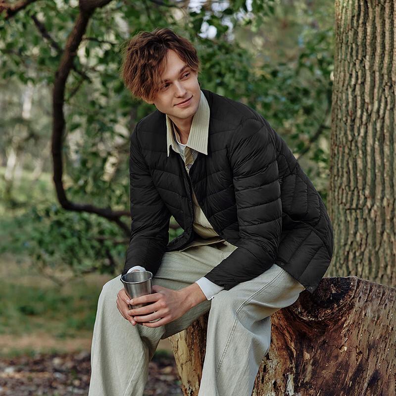 Tanboer Men's Lightweight Collarless Duck Down Jacket TA5330109A