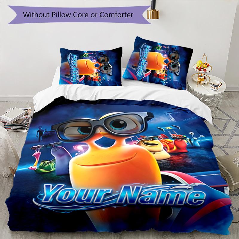 3pcs TURBO Cover Set - Personalized Name, HD Printed Bedding with 1 Cover and 2 Pillowcases - Perfect for Home Decor, Easy Care