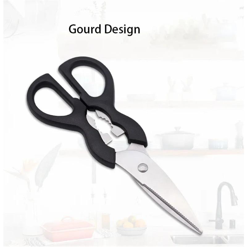 Stainless Steel Blade ABS Handle Multi Barbecue Clips Gourd Household Kitchen Scissors With Beer Opener Nutcracker