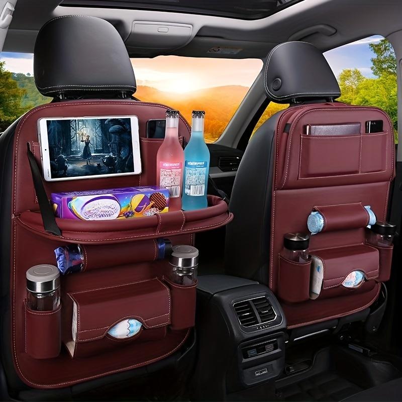 Premium All-in-One Car Back Seat Organizer Foldable Table, Kick Mats, Tissue Box, Cup & Umbrella Holders, Laptop Station, and Car Eating Tray