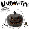 Halloween Pumpkin Lantern Light Up Pumpkin Ornament with Spooky Curved Face for Halloween Party Indoor Outdoor Decor