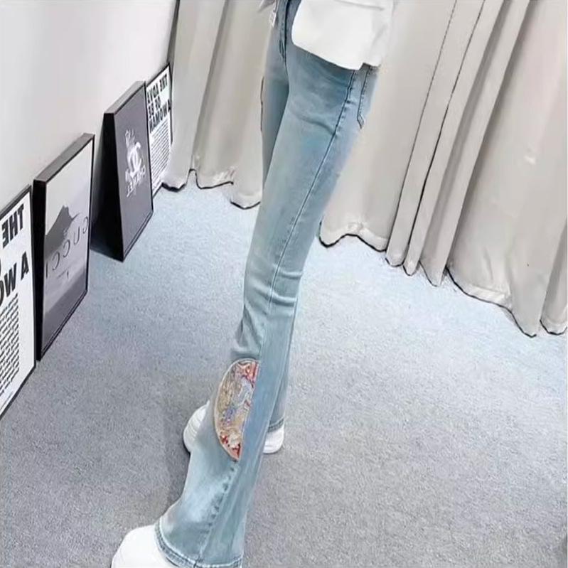 2025 Spring/Summer High Waist Chinese-Style Denim Flare Pants