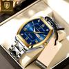Luxury Stainless Steel Watches for Man Luminous Waterproof Date Week Men Watch Tonneau Case Men's Quartz Watches