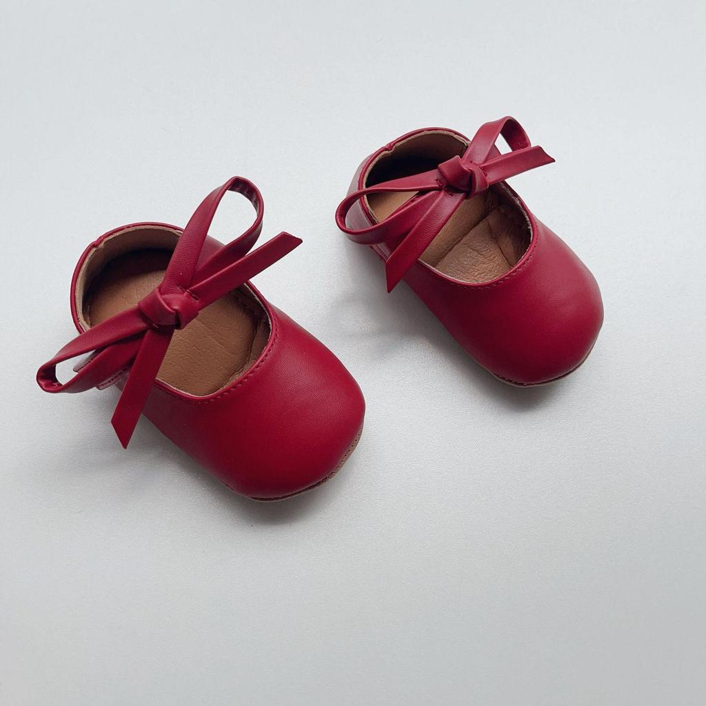 Туфли из кожи с бантом в корейском стиле для девочек - Туфли принцессы на мягкой подошве