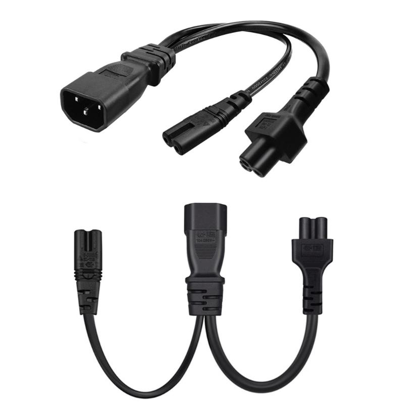 IEC320 C14 to IEC320 C5+IEC320 C7 AC-Power Adapter Cable, 3 Terminals Male to Female Power Connector Cord Wire
