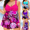 Katta Razmerli Ayollar Gullar Naqshli Tankini Qorinni Nazorat Qiluvchi Cho'milish Kiyimi Tank Top Retro Bosmali Cho'milish Kiyimi Ikki Bo'lakli Cho'milish Kostyumi